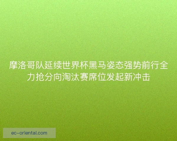 摩洛哥队延续世界杯黑马姿态强势前行全力抢分向淘汰赛席位发起新冲击